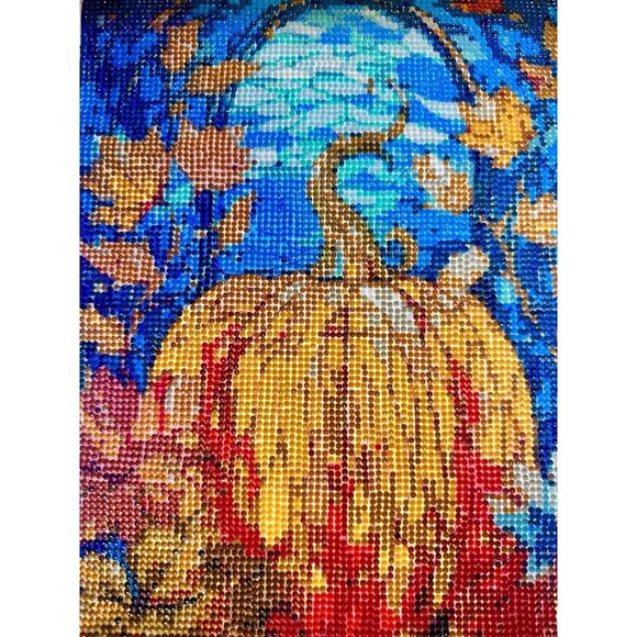 Pumpkin 5D Diamond Painting Thanksgiving Halloween Finished Completed Unframed - Picture 3 of 6